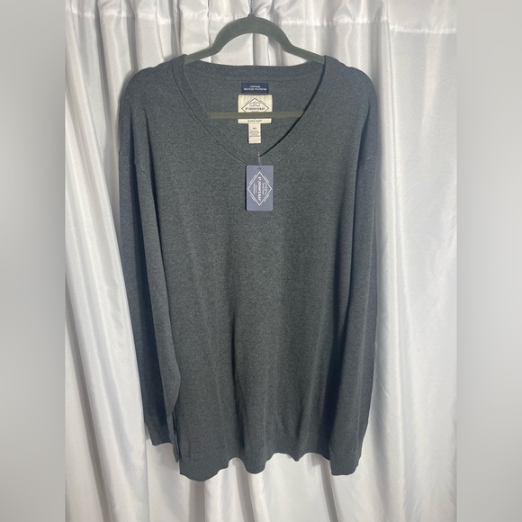 St. John’s Bay Men's Big and Tall Size 4XLT Gray V-Neck Sweater NWT - Picture 1 of 7